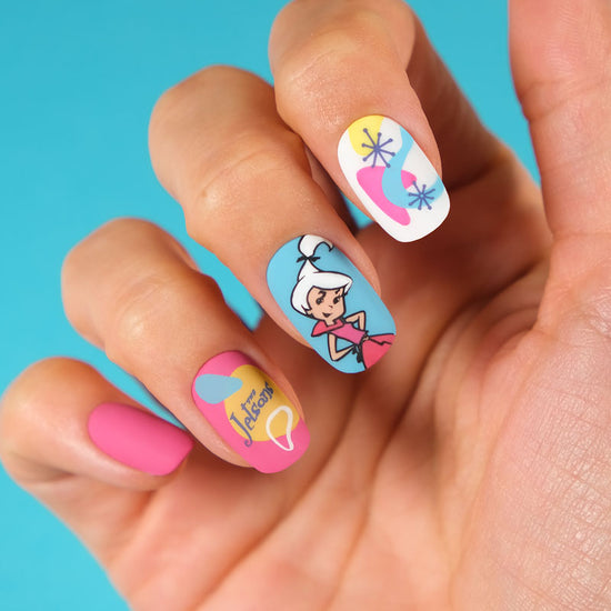 Retro Pastel Coloured the Jetsons Manicure