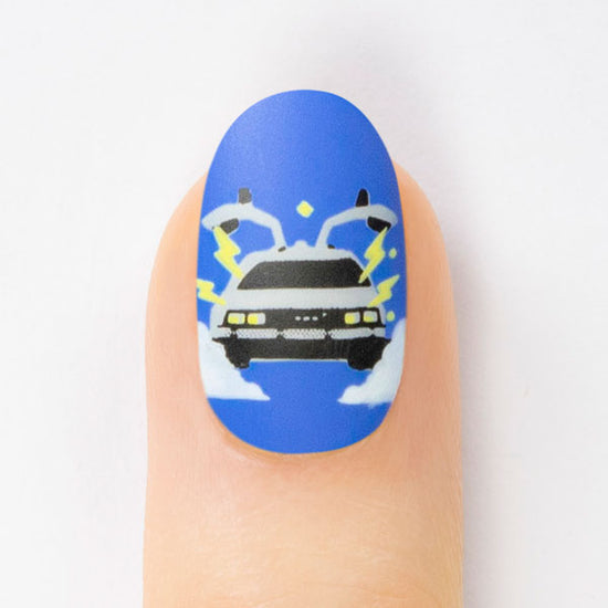 Back to the Future Delorean Nail Art Manicure