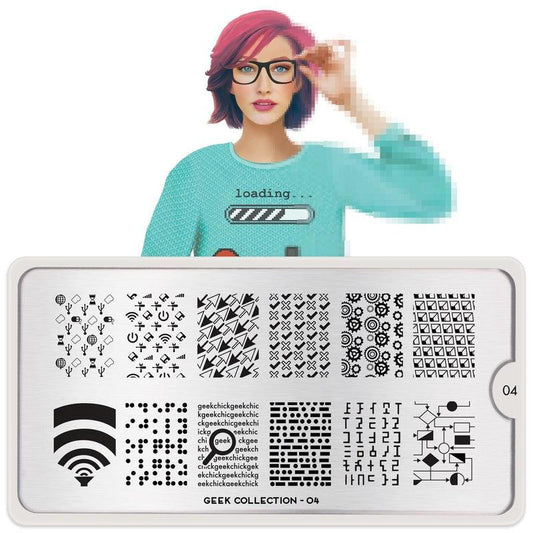 Geek 04-Stamping Nail Art Stencil-[stencil]-[manicure]-[image-plate]-MoYou London