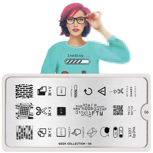 Geek 06-Stamping Nail Art Stencil-[stencil]-[manicure]-[image-plate]-MoYou London