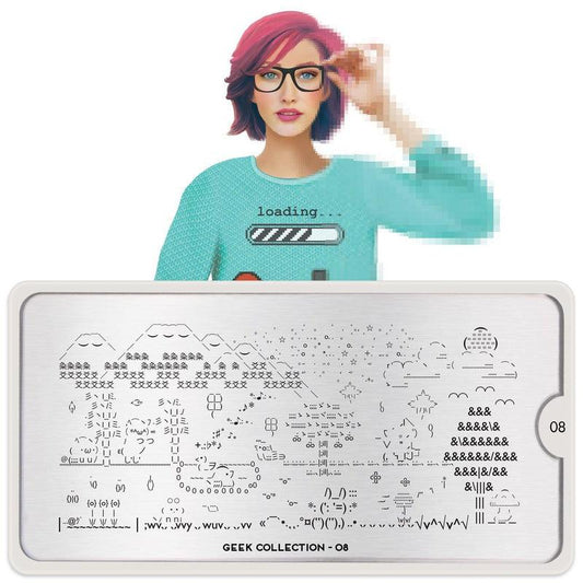 Geek 08-Stamping Nail Art Stencil-[stencil]-[manicure]-[image-plate]-MoYou London