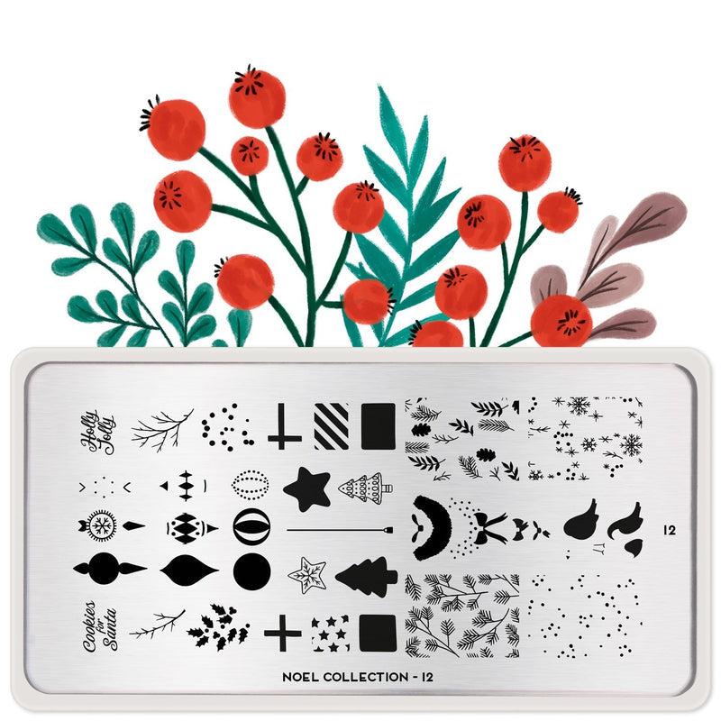 Noel 12-Stamping Nail Art Plates-[stencil]-[manicure]-[image-plate]-MoYou London