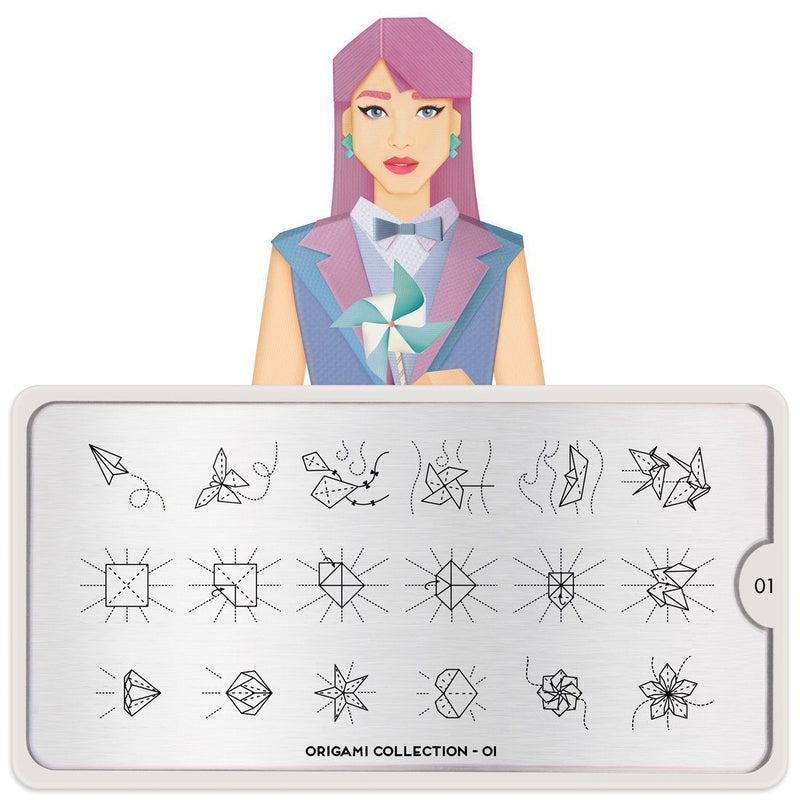 Origami 01-Stamping Nail Plates-[stencil]-[manicure]-[image-plate]-MoYou London