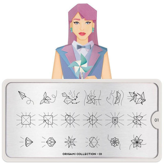 Origami 01-Stamping Nail Plates-[stencil]-[manicure]-[image-plate]-MoYou London