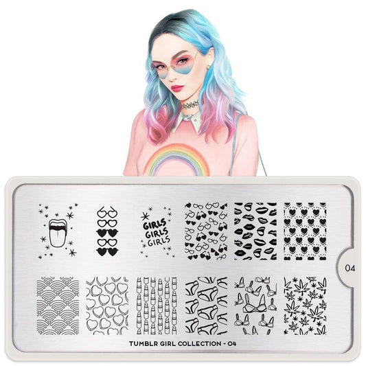 Tumblr Girl 04-Stamping Nail Art Stencils-[stencil]-[manicure]-[image-plate]-MoYou London